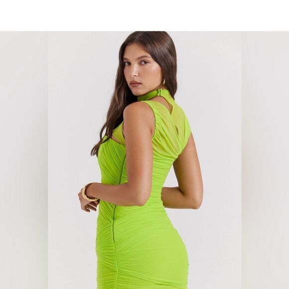 House of CB ADRIE NEON GREEN GATHERED MINI NWT Size M - Picture 5 of 9